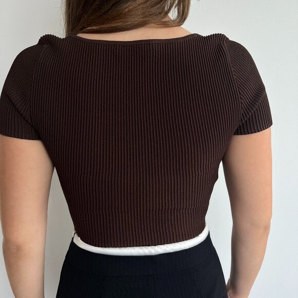 Babaton Aritzia Sculpt Knit Square Neck Crop Top - Size Small - Picture 7 of 7